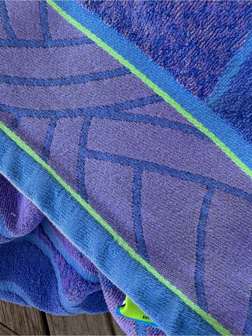 Kirkland Stylized Fish Waves Egyptian Cotton Large Beach Towel Blue Purple 36x66